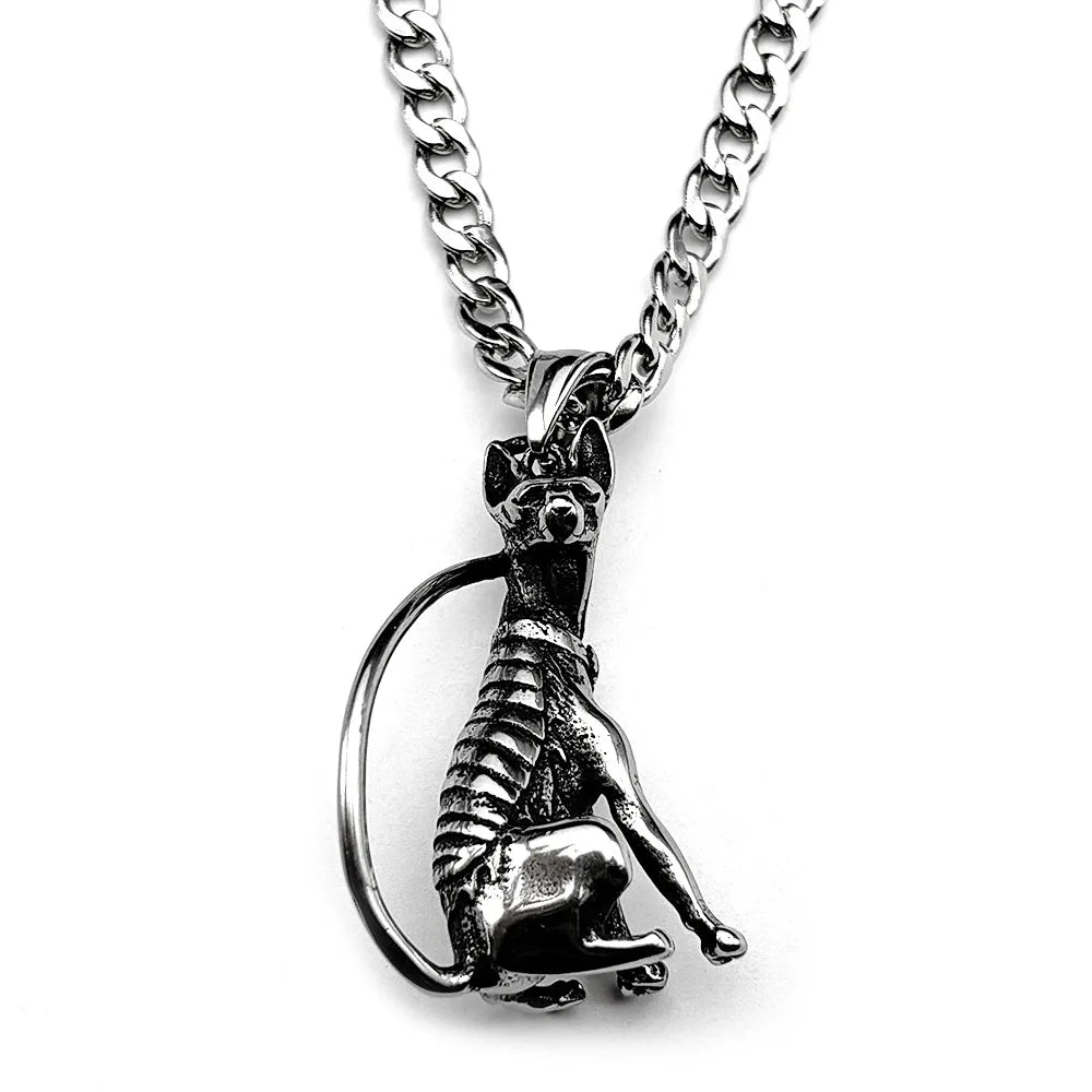 Cat Steel Pendant 316L Sphinx Gothic