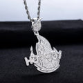 Iced Out Flame Pendant — 14K Gold