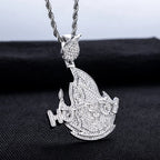 Iced Out Flame Pendant — 14K Gold