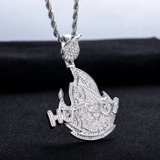 Iced Out Flame Pendant — Gold-Tone Stainless Steel