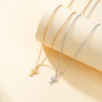 Star of David Menorah Pendant Necklace — Steel
