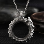 Motorcycle Coiled Articulated Dragon Necklace — Silver-Tone