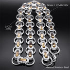 Hiphop Byzantine Round Link Chain Necklace for Women Men Gold Color Stainless Steel Male Thick Chains Jewelry collar