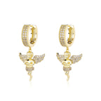Iced Out Angel Wing Dangle Earrings CZ