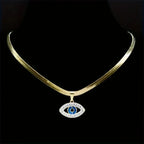 1pc Eye Pendant Necklace Stainless Steel Blue Enamel and Embellishment Suitable for Men and Women's General Couple