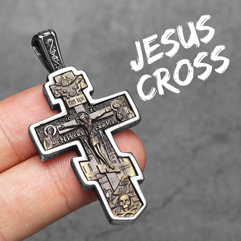 Jesus Cross Pendant Necklace — Stainless Steel