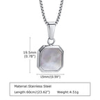 Shell Stone Box Chain Pendant — Stainless