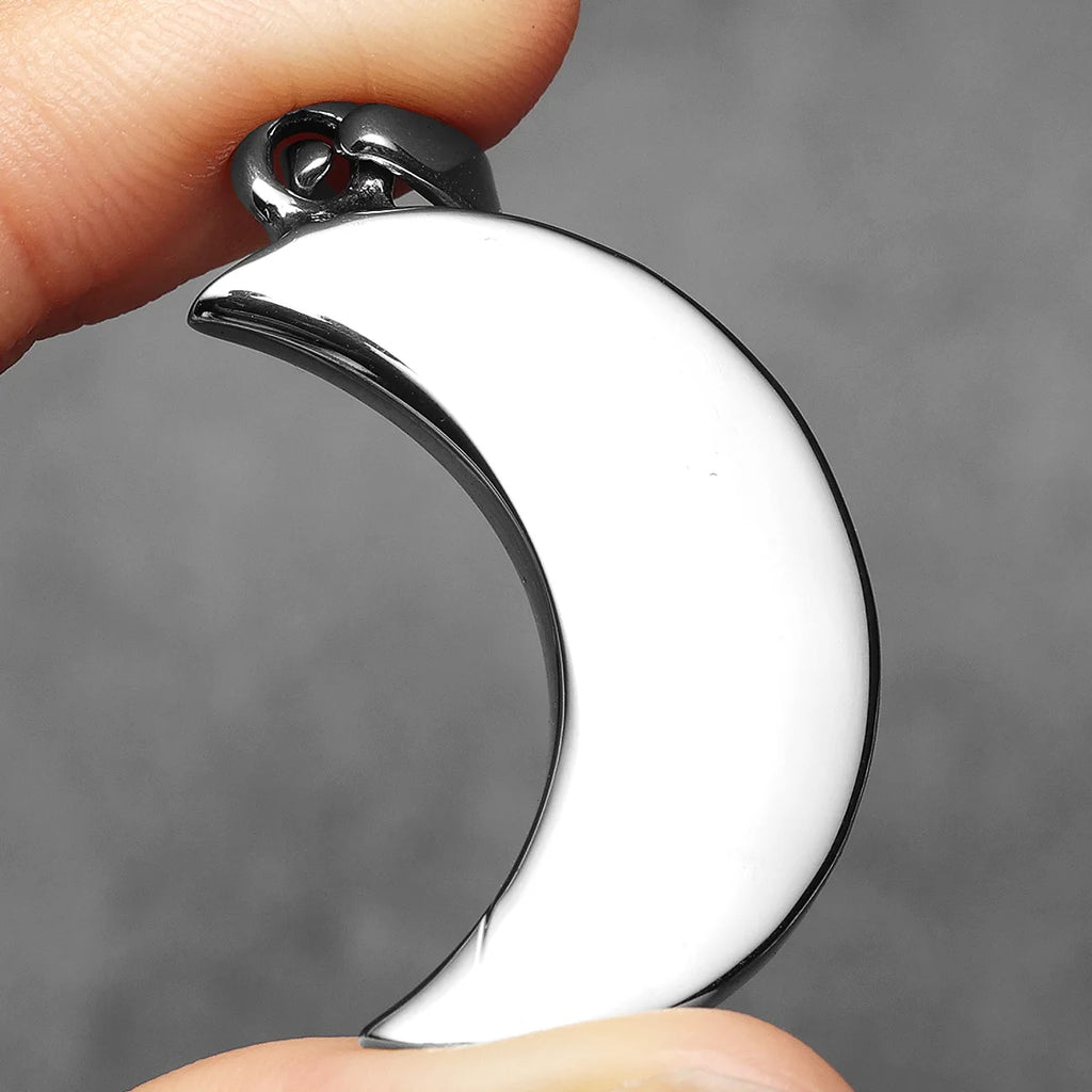 Celtic Knot Crescent Moon Pendant Necklace — Stainless Steel