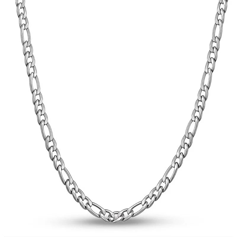 925 Sterling Silver 40-75cm Figaro Chain Necklace Men Women Fashion Simple Chain Wedding Christmas Gift Jewelry