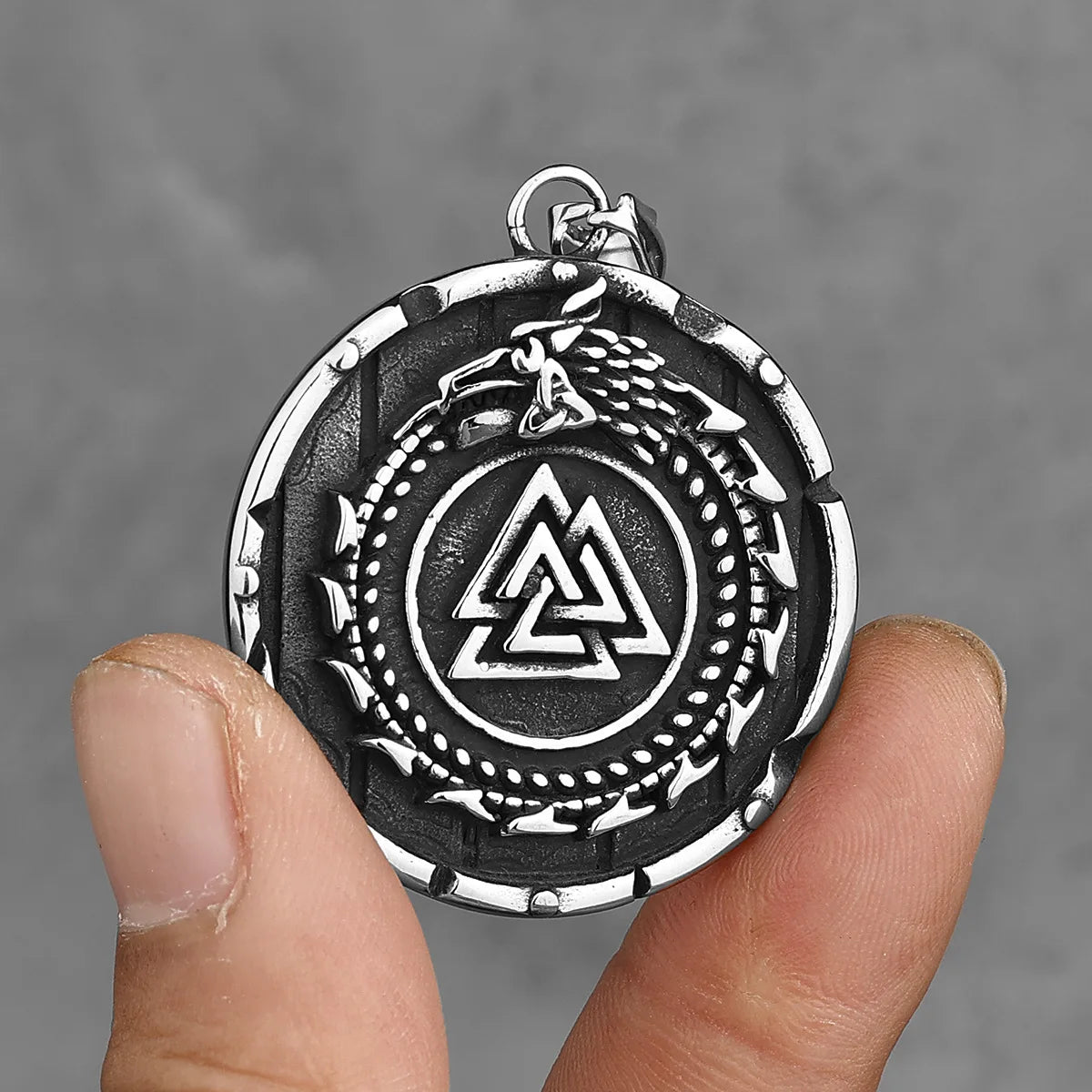Dragon Viking Steel Pendant Rune 316L