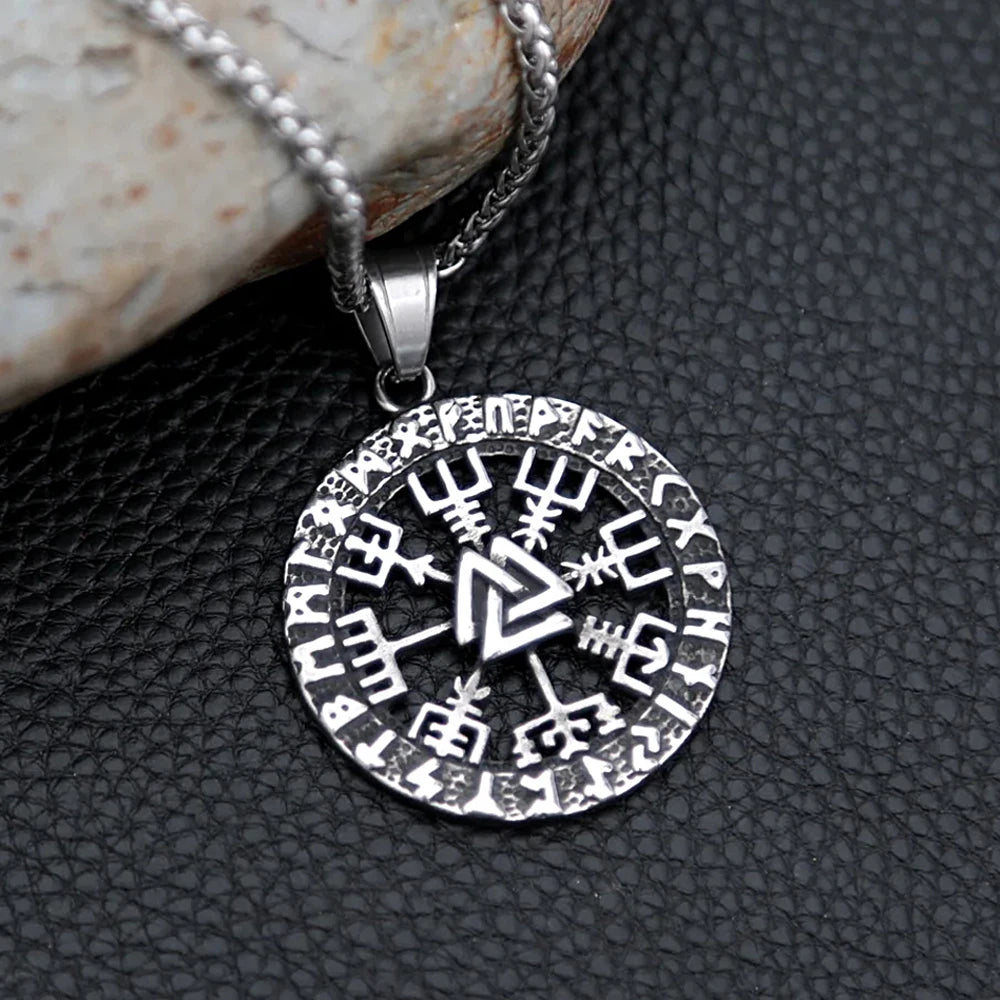 Compass Odin Steel Pendant Vintage Nordic Punk