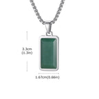 Geometric Square Green Stone Pendant Necklace — 50cm & 60cm Chain