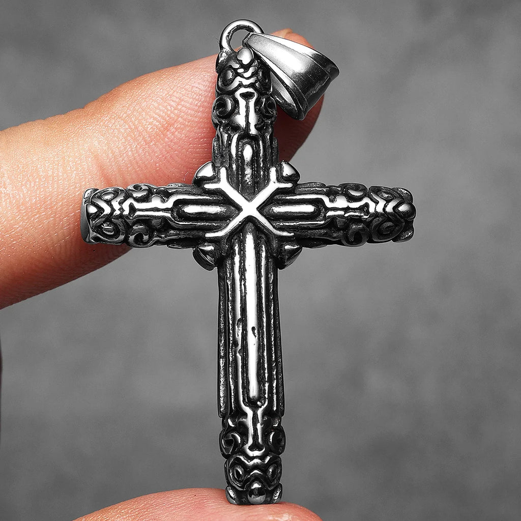 Cross Amulets Men Necklaces Stainless Steel Pendant Chain Women Fashion Carving Jewelry Punk New In Accessories Gifts Wholesale