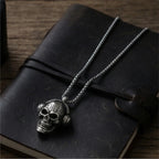 Skull Headphone Pendant Necklace Stainless Steel