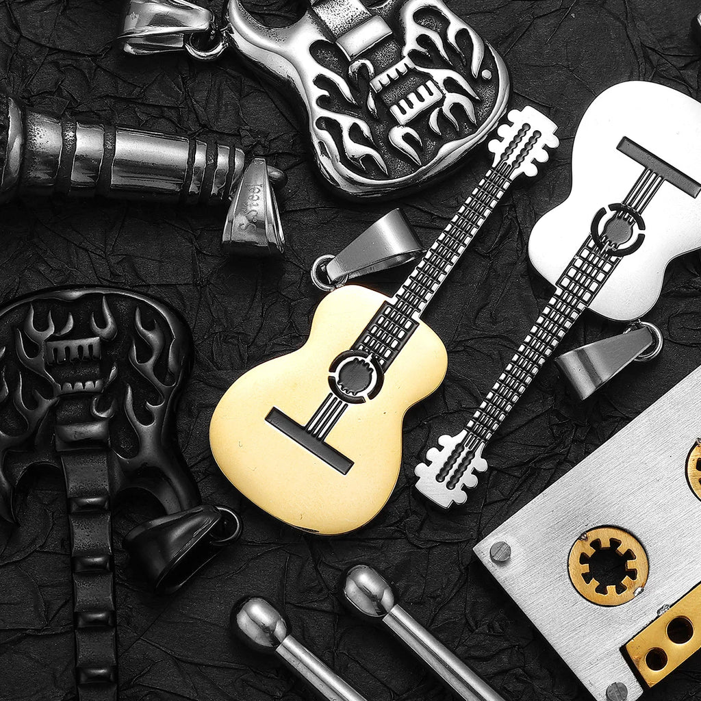 Guitar Tape Pendant Necklace Stainless Steel