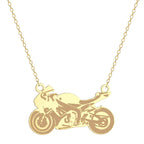 Classic Biker Motorcycle Pendant Necklace — Two-Tone