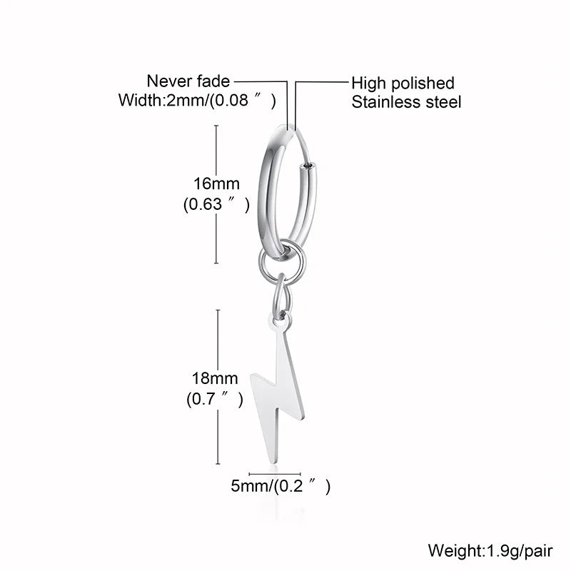 Lightning Bolt Huggie Earrings — Silver