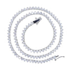 Iced Out Bling Zircon 3mm Tennis Chain Necklace 3 Prong Gold Silver Color CZ Charm Choker Women Man Hip Hop Fashion