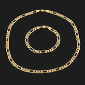 Geometric Chain Bracelet & Necklace Set 8mm — Silver and Gold