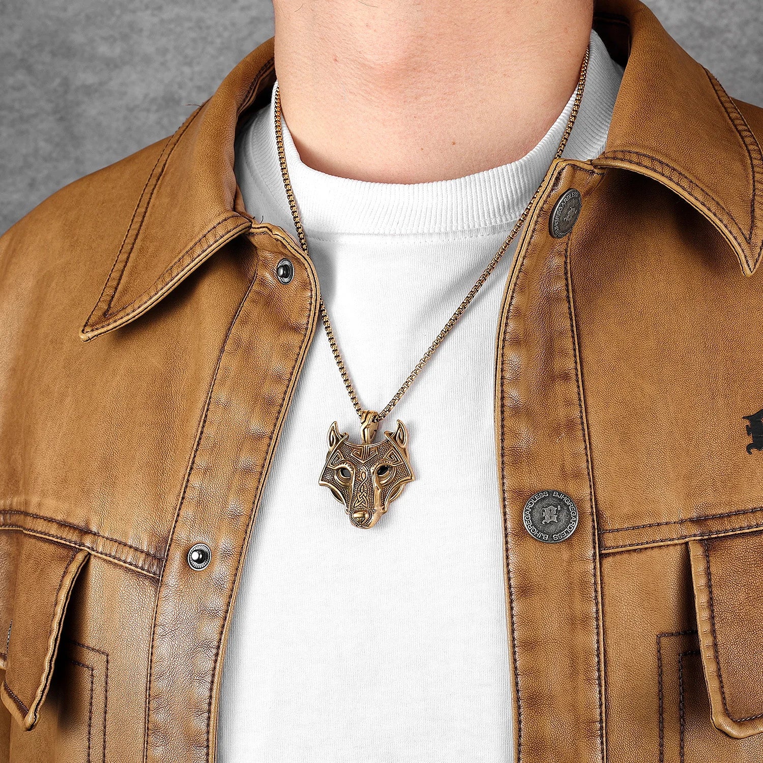 Viking Wolf Pendant Necklace — Stainless Steel