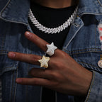 TUHE Unisex Hip Hop Men Moissanite Rings S925 Silver Jewelry For Men Star Ring Hip Hop Jewelry Gift