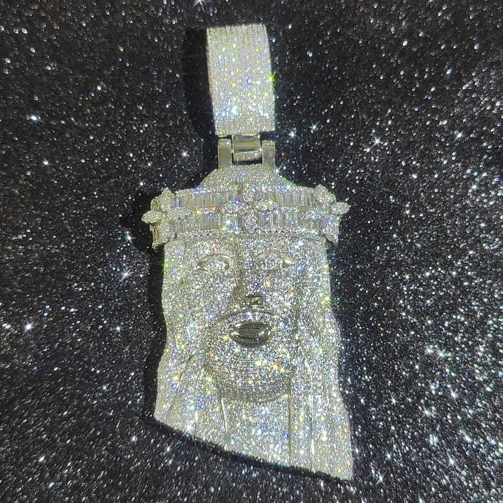 Crown Jesus Pendant Necklace Iced Out