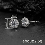 Iced Out Cubic Zircon Stud Earrings for Men & Women — Silver-Tone