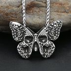 Vintage 316L Stainless Steel Butterfly Skull Pendant Necklace Hip Hop Biker Fashion Animal Necklaces For Men Women
