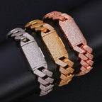Wholesale Full Diamond Cuban Necklace Hip Hop Jewelry Cube Zirconia Sparkling Diamond 15mm Brass Plated Rose Gold Jewelry