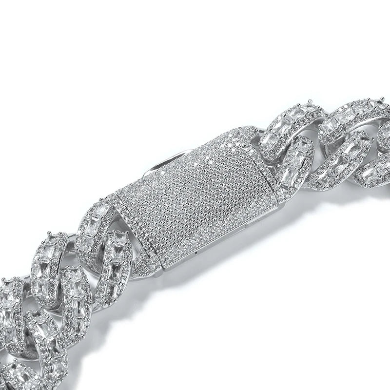 Iced Out CZ Cuban Miami Link Chain Necklace 25mm — Two-Tone