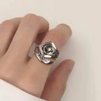 New Arrival S925 Ring For Men Jewelry Adjustable Vintage Hollow Lines Flower Gold Collision Ring Male Index Finger Accessories