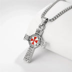 Catholic Jesus Cross Stainless Steel Pendant Necklace for Men Women Vintage Christian Prayer Jewelry