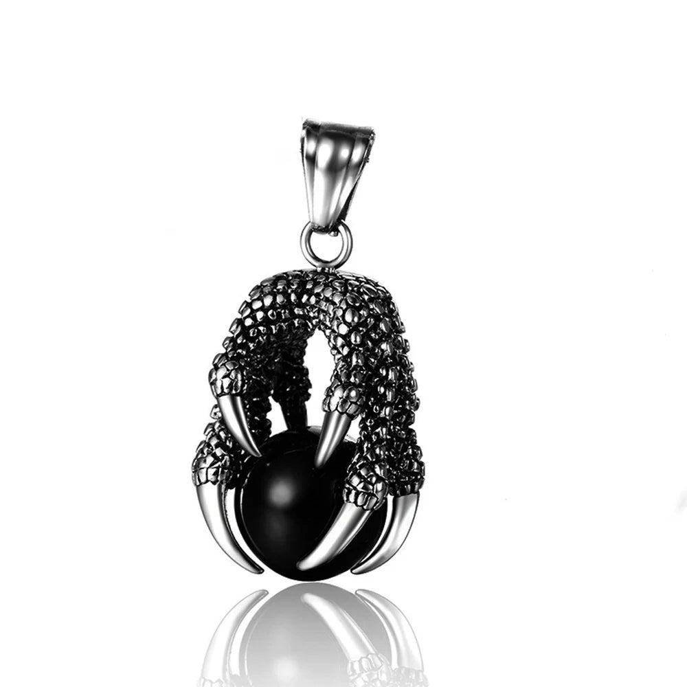 Dragon Claw Stone Pendant — Stainless Steel