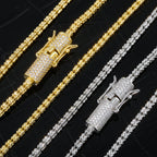 Iced Out Diamond Clasp Chain Necklace 2.4MM