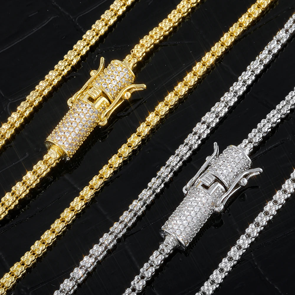 Iced Out Diamond Clasp Chain Necklace 2.4MM
