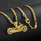 Luxury 24K 9999 Pure Gold real gold Ancient motorcycle pendant ruffian handsome men's necklace