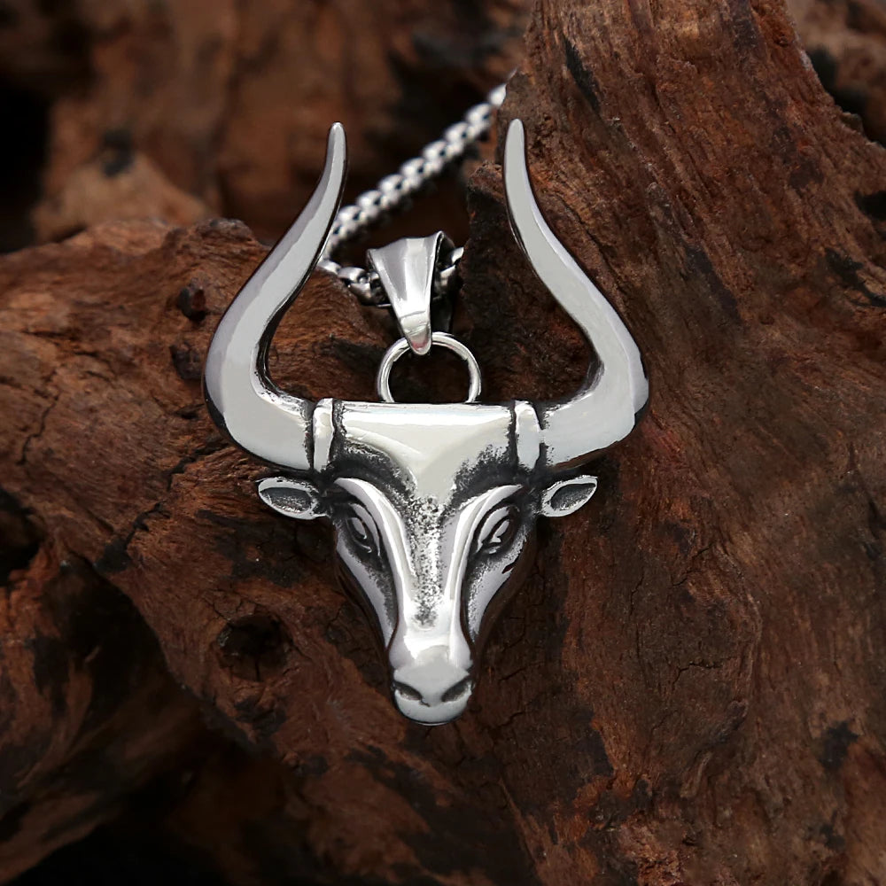 Bull Head Pendant — Stainless Steel