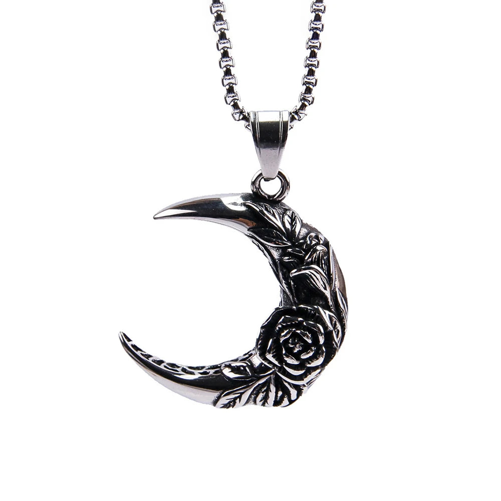 Rose Moon Pendant — Stainless Steel