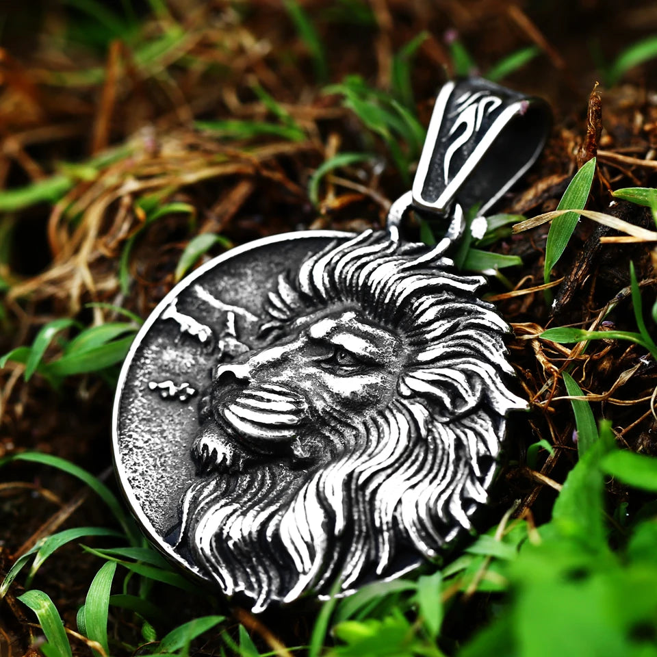 Men Vintage Viking Wolf Pendant Necklace Punk Street Rock Nordic Stainless Steel Odin Wolf Head Necklace Fashion Jewelry