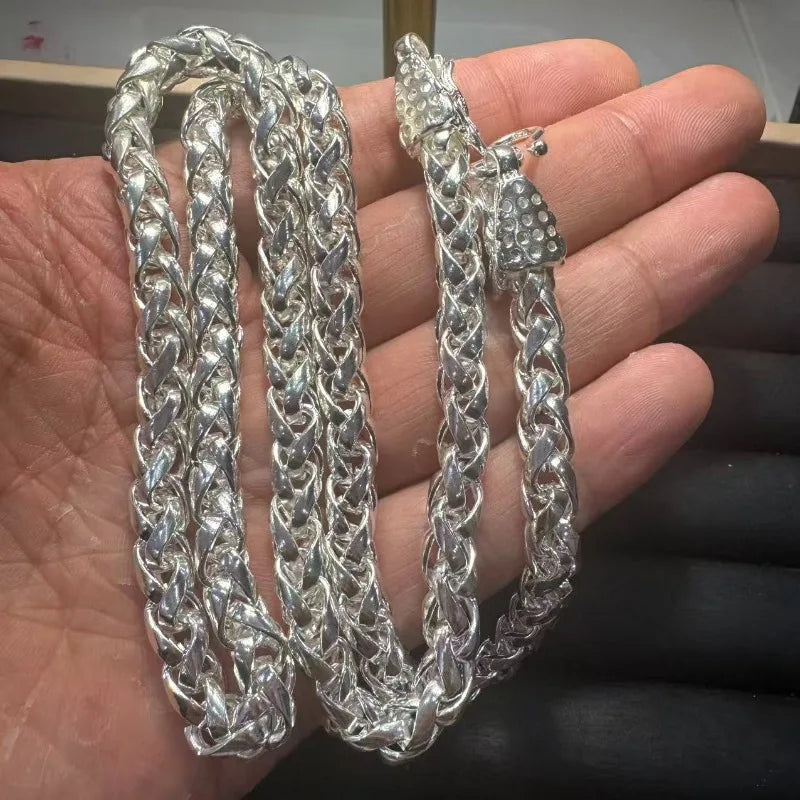 Double Dragon Head Silver Pendant Necklace