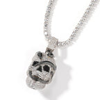 THE BLING KING Iced Out Ghost Skull Head Black Snake Arround Pendant Necklace For Men White Gold Plated Charm Hip Hop Jewelry