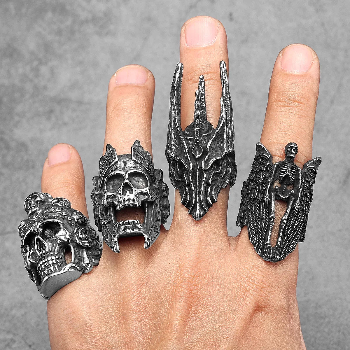 Lich King Skull Ring Black — Stainless Steel