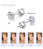 2PC Stainless Steel Mini Crystal CZ Screw Stud Earrings Ear Bone Nail Cartilage Helix Lobe Earring Ear Piercing Body