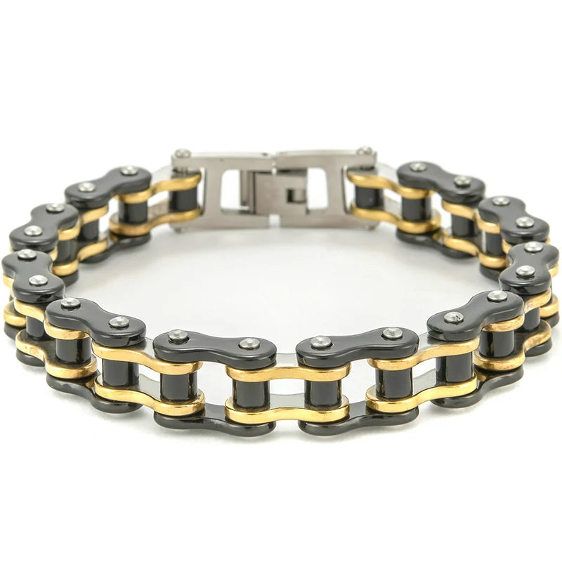 13MM Wide Men's Motorcycle Chain Bracelet Stainless Steel Bicycle Link Design Man Bracelets for Men Punk Rock Jewelry 9
