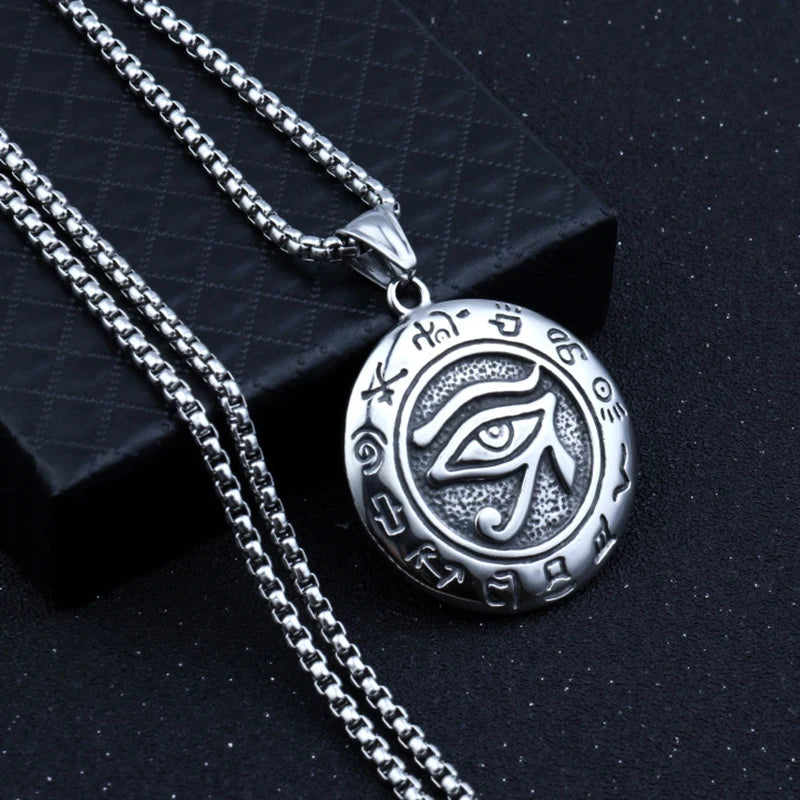 Silver Eye of Horus Pendant Necklace Statement