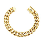 8mm-14mm Hip Hop Bling Gold Color Stainless Steel Cuban Miami Chains Necklaces Link Chain for Men Rapper Jewelry