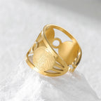 Archangel Saint Michael Gabriel Raphael Ring Adjustable Open Stainless Steel Protection Amulet Finger Rings Blessing