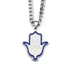 Hamsa Evil Eye Pendant Necklace — Silver