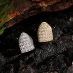 Iced Out Single Tooth Grillz Cap — Silver Gold Two-Tone