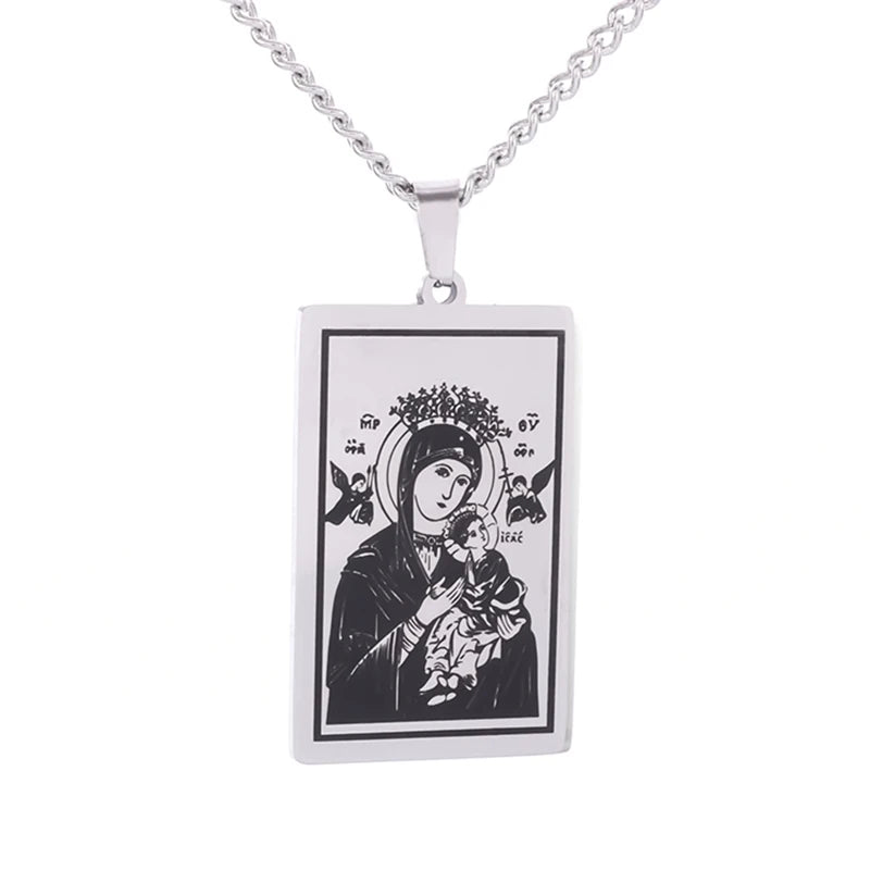 Our Lady of Guadalupe Medal Pendant Stainless Steel Virgin Mary Necklace Women\\'s Prayer Jewelry Catholic Gift
